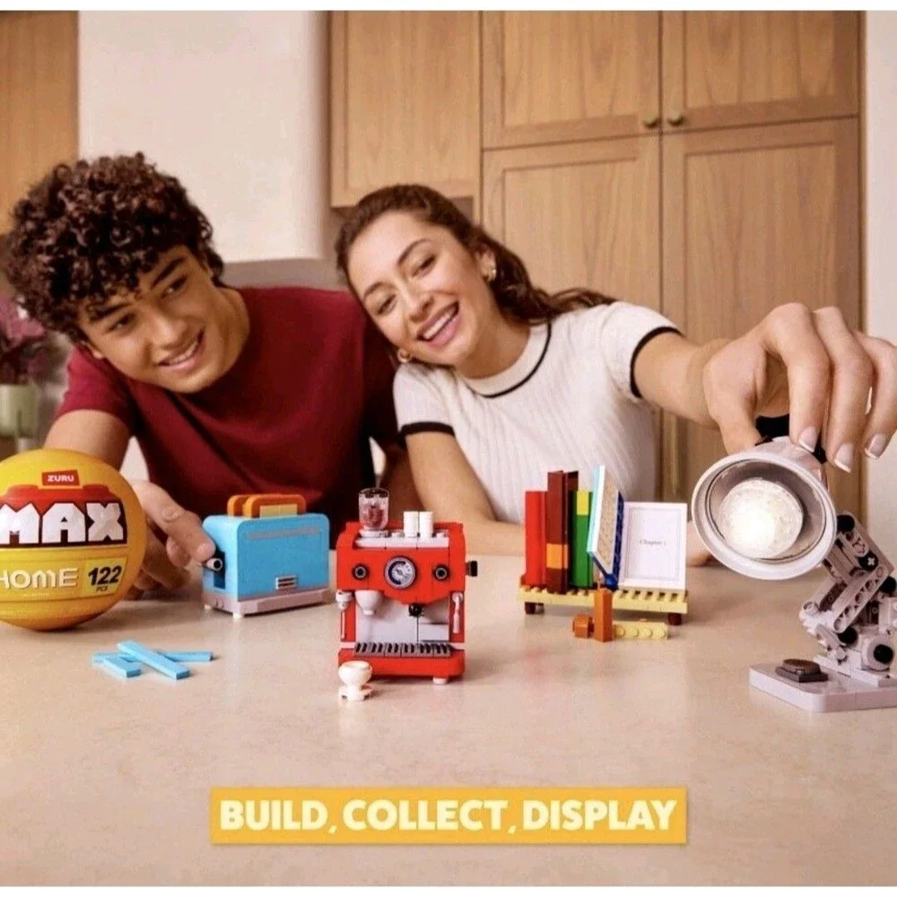 ZURU Set Of 4 Max Home Retro Design Building 2025 Coffee Lamp Toaster Book B15